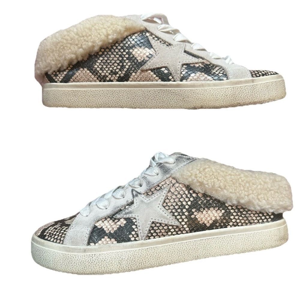 Steve Madden Polaris Reptile Print Beige Fur Line… - image 5